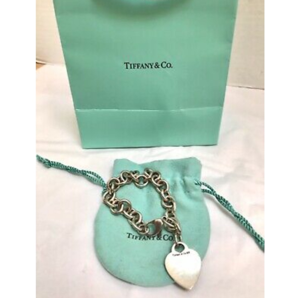TiffanyHeavy Sterling Silver Heart Tag Bracelet